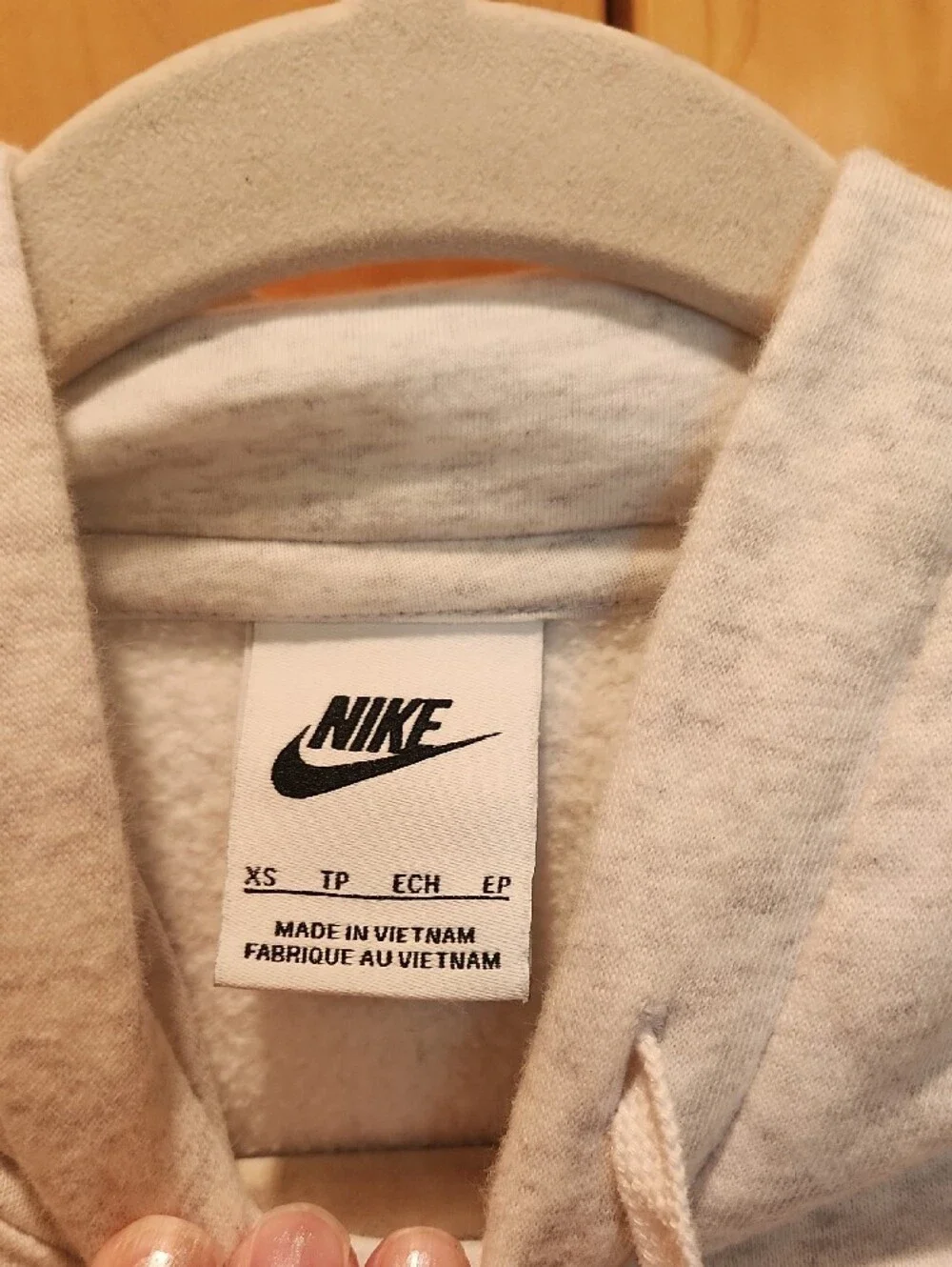 Nike Light Heather Gray Pullover Hoodie with Red Rose Embroidery